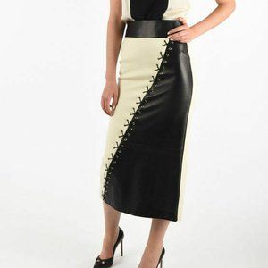 Ivory Black Leather Fabric Pencil FAUSTO PUGLISI